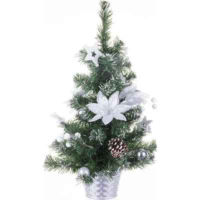 MagicHome ozdobený strieborný kvet 30 cm