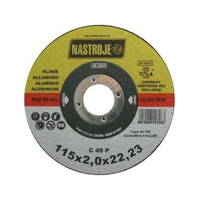 Nástroje cz Kotouč řezný 125 x 2,0 x 22 mm IM-5-125-2,0R