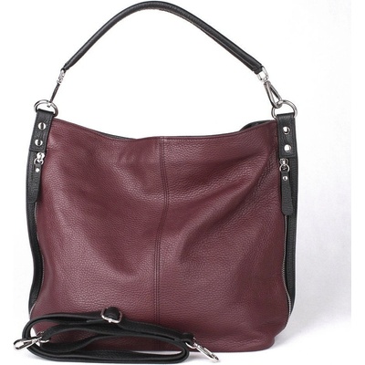 Kožená tmavěvínovo-i crossbody 7733 černá