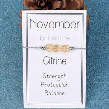 HARAHU Гривна с камък за месеца на раждане - Ноември / Цитрин kp38759 (38759)