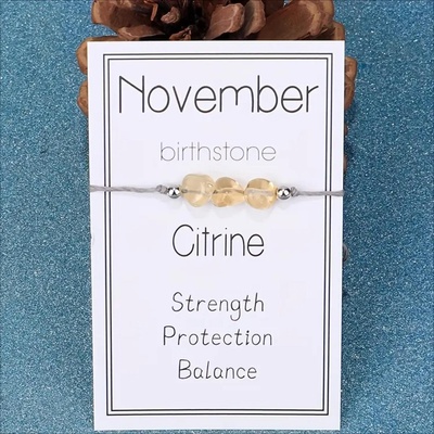 HARAHU Гривна с камък за месеца на раждане - Ноември / Цитрин kp38759 (38759)