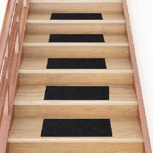vidaXL Изтривалки за стълби, самозалепващи се, 30 бр. , 60x25 см, черни, правоъгълни (3365705)