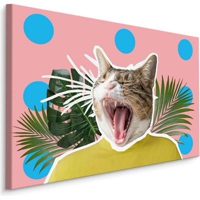 MyBestHome BOX Plátno Kočka A Listí - Styl Pop Art Varianta: 100x70