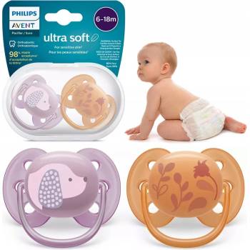 Avent Philips šidítko Ultrasoft Premium Zvířátko 2 ks ružová/oranžová