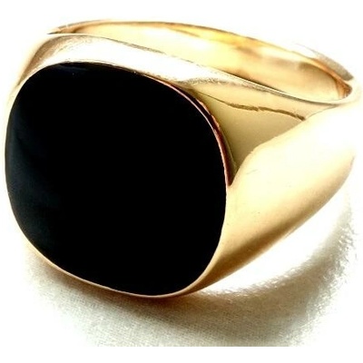 Blingstar Prsten CUBAN Gold/Black kostka R956