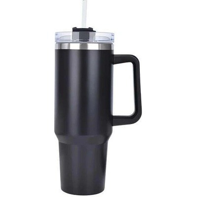 Pronett XJ5555 Termohrnek s uchem a brčkem nerez 1200 ml černý