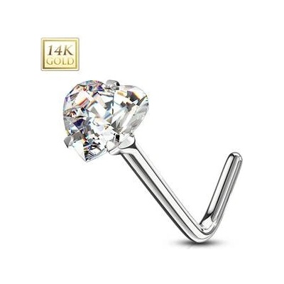 Šperky4U zlatý piercing do nosu čirý zirkon ZL01192C-WG