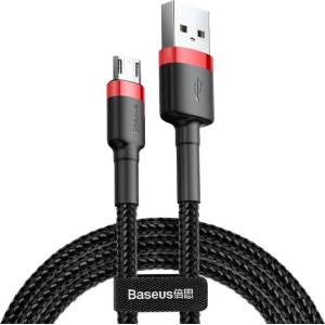 Baseus - Кабел за данни Cafule (CAMKLF-B91) - USB към Micro-USB, 2.4A, 1m - Червен и Черен