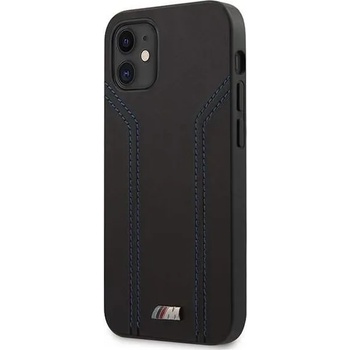 BMW M Collection Blue Lines Leather Hard Case - кожен кейс за iPhone 12 mini (черен)