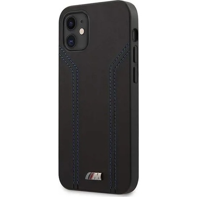 BMW M Collection Blue Lines Leather Hard Case - кожен кейс за iPhone 12 mini (черен)