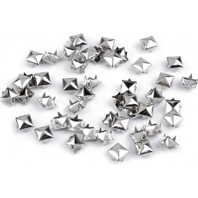 Prima-obchod Cvočky na oblečení 7x7mm pyramida, barva 1 nikl