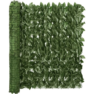 vidaXL Balkónová zástěna s tmavě zelenými listy 500 x 100 cm