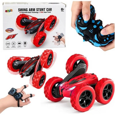 LEAN Toys Kaskadérské RC auto na ovládání gesty 360° červené