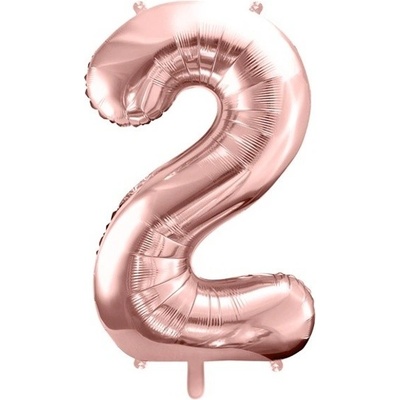 PartyDeco BALÓNEK fóliový číslo 2 růžové zlato 86 cm