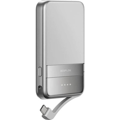EcoFlow Rapid Magnetic Wireless Charging Power Bank 5000 mAh 30W - преносима външна батерия вграден USB-C кабел, USB-C порт и безжично зареждане с MagSafe (сребрист)