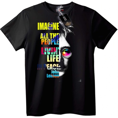 NOONEBRAND Тениска Imagine Peace Джон Ленън - S, Black