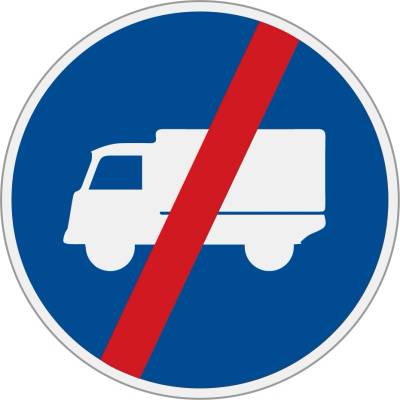 Dopravní značka C12b Konec přikázaného jízdního pruhu (Nákladní auto)