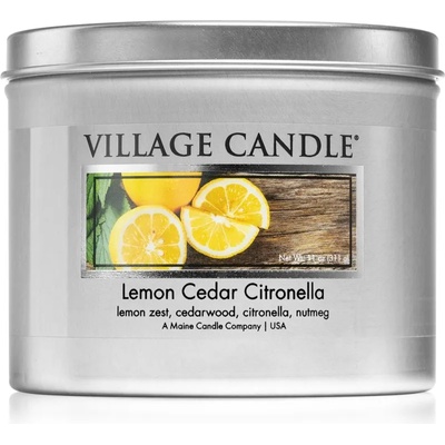 Village Candle Lemon Cedar Citronella ароматна свещ в кутия 311 гр