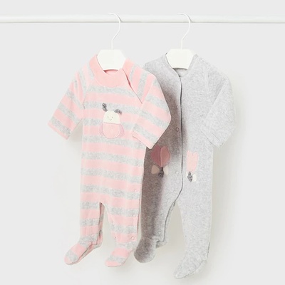 Mayoral Сет от 2 плюшени гащеризона за новородено момиче Майорал