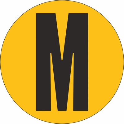 Podlahové písmeno - M podlahové samolepky průměr 200 mm – Zboží Dáma