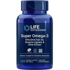 Life Extension Super Omega-3, Enteric Coated, 120 софтгел капсули, Life Extension (01984 LE)