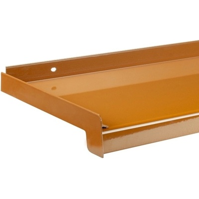 PV PLAST Tažený AL parapet s nosem 25 mm, Hnědá 8003, krytky k omítce - 340 x 1700 mm