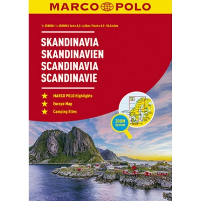 MARCO POLO Reiseatlas Skandinavien 1:250 000 / 1:650 000 mit Europa 1:4 500 000