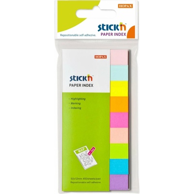 STICK´N 50 × 12 mm, neónový a pastelový mix, 9 × 50 lístkov