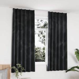 Pure Line Home Кадифени завеси в цвят антрацит с перделък, 2 бр. , 140 x 175 см