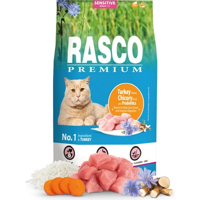 Rasco Premium Cat Sensitive morka a čakanka s obsahom probiotík 0,4 kg