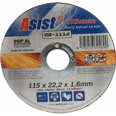 Asist Kotouč řezný na kov 115x22,23x1,6mm 03-1116