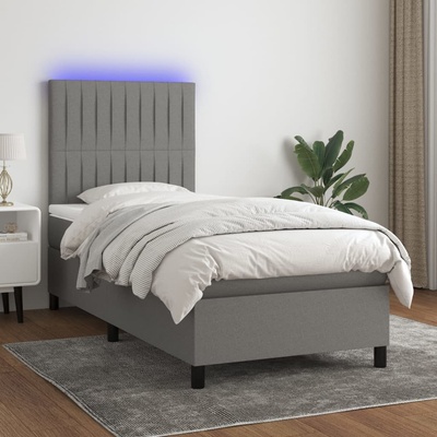 Petrashop 3134990 boxspring postel s matrací a LED tmavě šedá textil