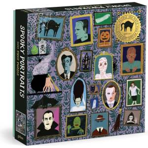 Galison Пъзел Galison Spooky Portraits Gold Foil, 500 части