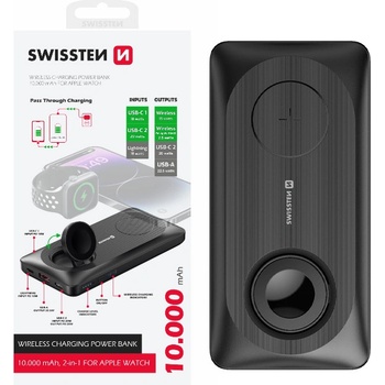 Swissten FAST CHARGE 10000 mAh Lightning a USB-C černá