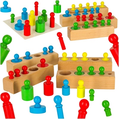 Montessori drevené valcové závažia farebné