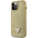 Púzdro Guess Rhinestones Triangle Metal Logo iPhone 12 Pro Max, zlaté