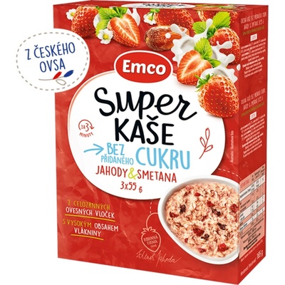 Emco Super kaša jahody a smotana 3 x 55 g