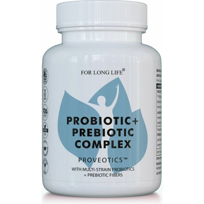 For long life PROVEOTICS vegánske probiotiká a prebiotiká bez mlieka 60 kapsúl 30 dní