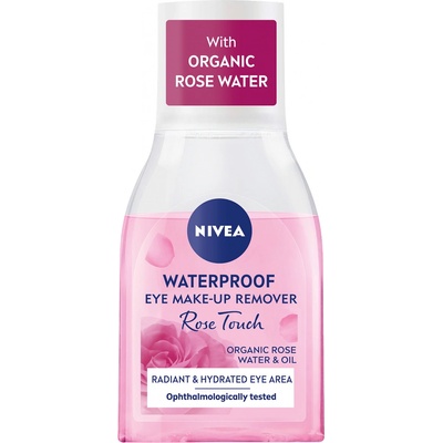 Nivea Rose Touch Waterproof Eye Make-Up Remover Dvojfázový odličovač 100 ml