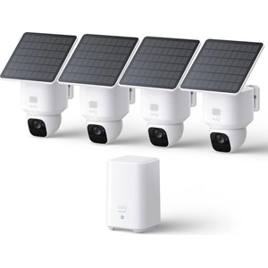 Anker Eufy Security SoloCam E42 комплект от 4 камери с HomeBase S380, 4K, соларни панели, AI, Pan&Tilt (E8173322)