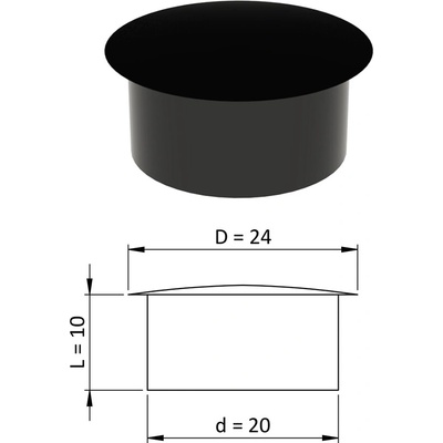 Vnútorná krytka guľatá ø 24 mm, otvor ø 20 mm, čierna, plast