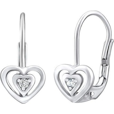 SILVEGO Srdiečkové strieborné náušnice so zirkónmi Swarovski70536Z
