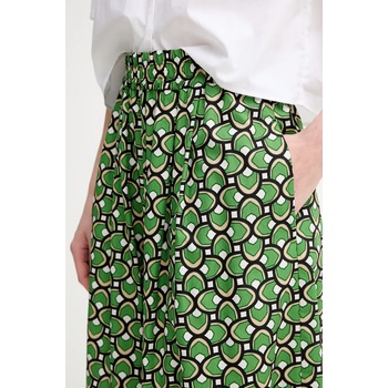 Weekend Max Mara Памучен панталон Weekend Max Mara в зелено с широка каройка, с висока талия 2515131102600 (2515131102600)