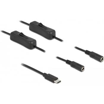 Delock USB Type-C мъжки 2 бр. DC 5, 5 x 2, 1 мм женски конектор, кабел с дължина 1 метър