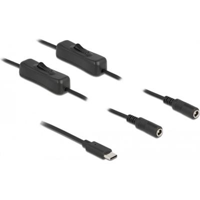Delock USB Type-C мъжки 2 бр. DC 5, 5 x 2, 1 мм женски конектор, кабел с дължина 1 метър
