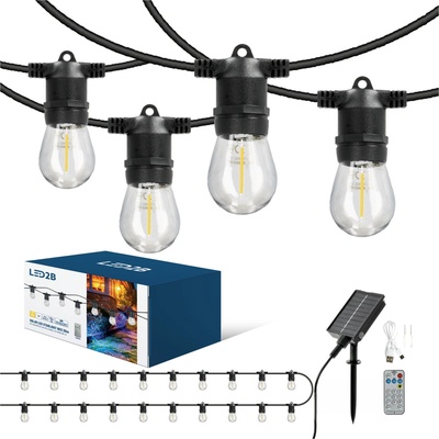 Kobi LED Stm solární řetěz STARLIGHT NEO 20xE27/3,7V 2700K IP54 2400 mAh 21,5m + DO 004523
