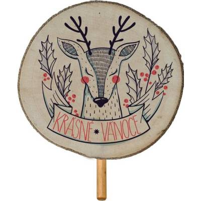 Zapichovátko do květináče 30 cm – krásné Vánoce (Dřevěné zapichovátko k bylinkám 30 cm)