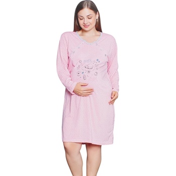 Макси нощница за кърмачки в розово с бебче и звездички