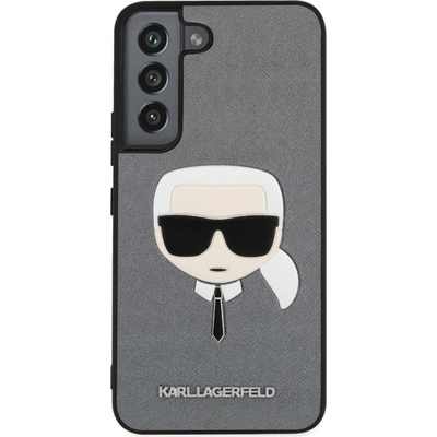 Pouzdro Karl Lagerfeld PU Saffiano Karl Head Galaxy S22+ stříbrné