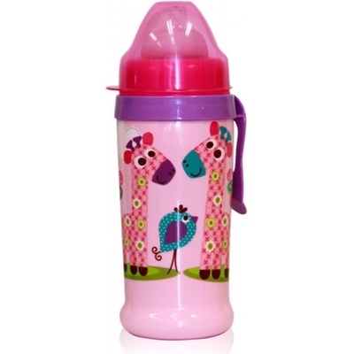 Lorelli netekoucí láhev s pítkem 360 ml klip Zoo Pink